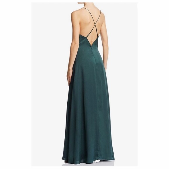 KEEPSAKE the label INFINITY SILKY RUFFLE EMERALD GREEN GOWN - Picture 6 of 12